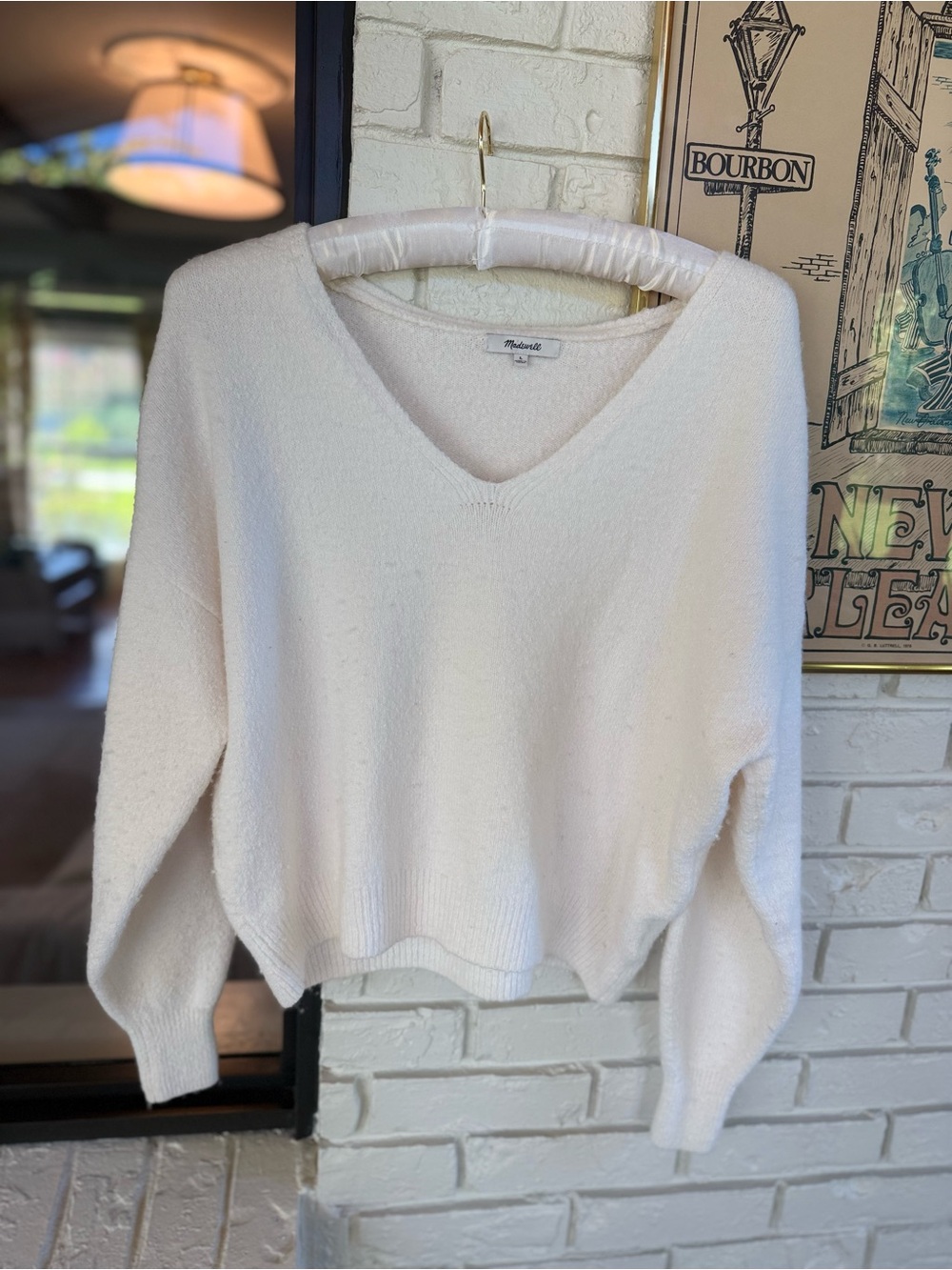 Madewell Off-White V-Neck Sweater